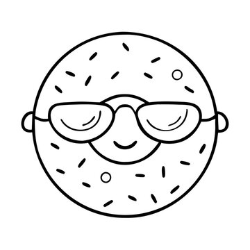 recommend clip art: doughnut wearing sunglasses icon, doughnut wearing sunglasses line art - simple line art of doughnut wearing sunglasses, perfect for doughnut wearing sunglasses logos and icons