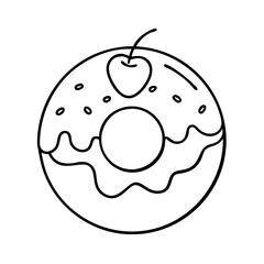doughnut with a cherry on top icon, doughnut with a cherry on top line art - simple line art of doughnut with a cherry on top, perfect for doughnut with a cherry on top logos and icons