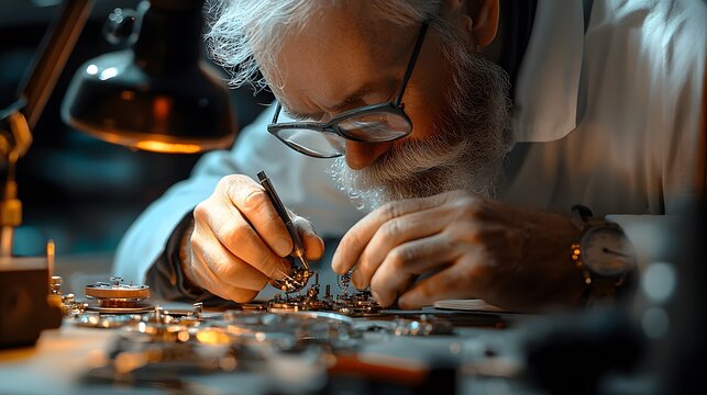 Gujaba clockmaker repairs fine mechanical watch workshop close-up craftsmanship