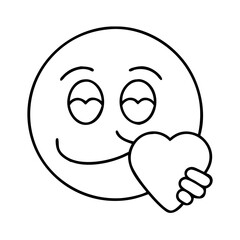 emoji holding a heart icon, emoji holding a heart line art - simple line art of emoji holding a heart, perfect for emoji holding a heart logos and icons