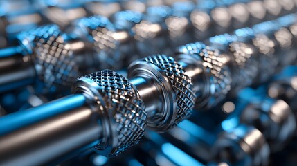 Detailed high-resolution metallic pipeline network close-up