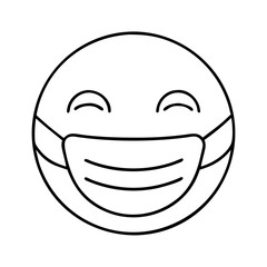 face mask with smile icon, face mask with smile line art - simple line art of face mask with smile, perfect for face mask with smile logos and icons
