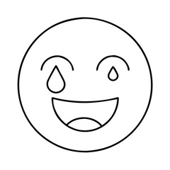 Fototapeta premium face with happy tear icon, face with happy tear line art - simple line art of face with happy tear, perfect for face with happy tear logos and icons