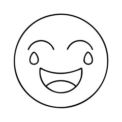 Fototapeta premium face with happy tear icon, face with happy tear line art - simple line art of face with happy tear, perfect for face with happy tear logos and icons