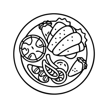 black and white plate of food clip art preview