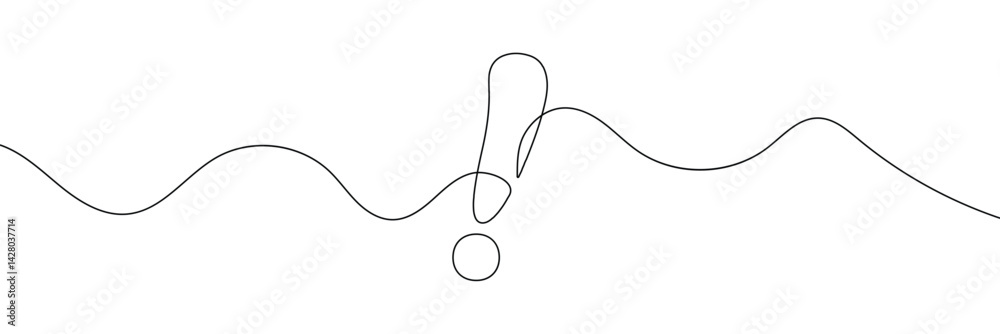 Poster continuous linear drawing of exclamation mark. single-line drawing of an exclamation mark. exclamati