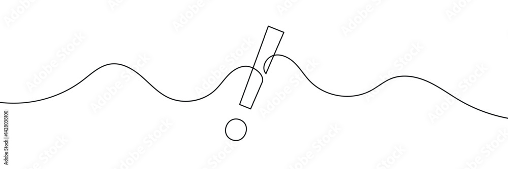 Wall mural continuous linear drawing of exclamation mark. single-line drawing of an exclamation mark. exclamati