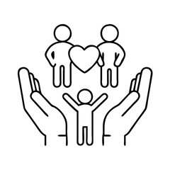 family support icon, family support line art - simple line art of family support, perfect for family support logos and icons