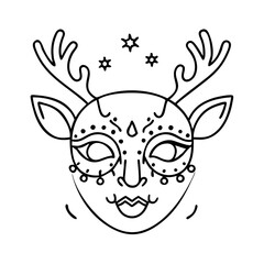 festive face paint icon, festive face paint line art - simple line art of festive face paint, perfect for festive face paint logos and icons
