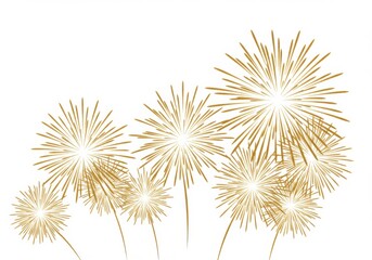 Obraz premium Elegant gold vector fireworks illustration on white background for festive designs