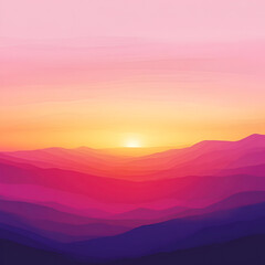 Fototapeta premium Sunset view over purple mountains nature landscape tranquil environment aesthetic scene