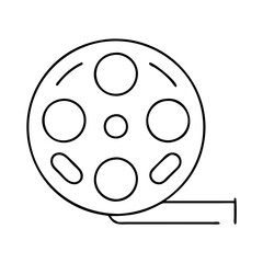 film reel icon, film reel line art - simple line art of film reel, perfect for film reel logos and icons
