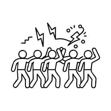 flash mob icon, flash mob line art - simple line art of flash mob, perfect for flash mob logos and icons