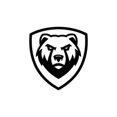 Grizzly bear. Bear emblem. Modern style bear sign. Vector illustration