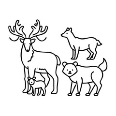 forest animals icon, forest animals line art - simple line art of forest animals, perfect for forest animals logos and icons