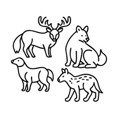forest animals icon, forest animals line art - simple line art of forest animals, perfect for forest animals logos and icons