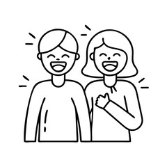 friends laughing together icon, friends laughing together line art - simple line art of friends laughing together, perfect for friends laughing together logos and icons
