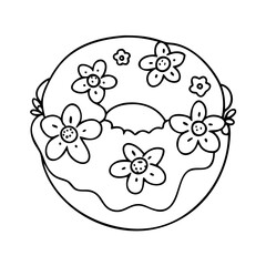 frosted doughnut with edible flowers icon