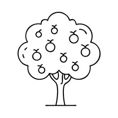 fruit tree icon, fruit tree line art - simple line art of fruit tree, perfect for fruit tree logos and icons