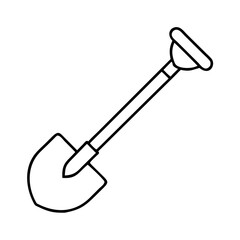 garden shovel icon, garden shovel line art - simple line art of garden shovel, perfect for garden shovel logos and icons