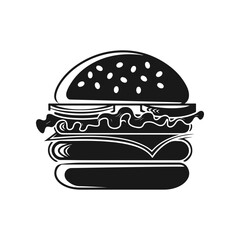 Illustration of a hamburger. Burger emblem. Vector illustration