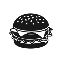 Illustration of a hamburger. Burger emblem. Vector illustration
