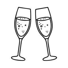 glass of sparkling wine icon, glass of sparkling wine line art - simple line art of glass of sparkling wine, perfect for glass of sparkling wine logos and icons