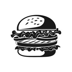 Illustration of a hamburger. Burger emblem. Vector illustration