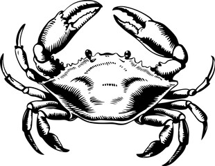 Vintage  engraving illustration of crab. Seafood emblem with crab. Vector crab illustration