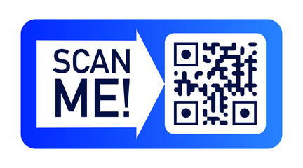 QR code scan sticker color style on white background for mobile app and payment vector