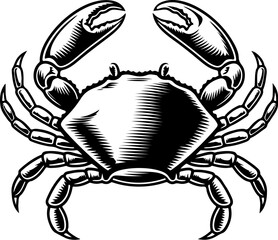 Vintage  engraving illustration of crab. Seafood emblem with crab. Vector crab illustration