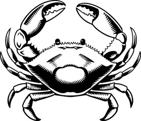 Vintage  engraving illustration of crab. Seafood emblem with crab. Vector crab illustration