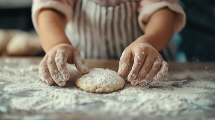 Fototapeta premium Family baking cookies together in rustic kitchen, warm togetherness moment