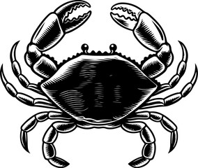 Vintage  engraving illustration of crab. Seafood emblem with crab. Vector crab illustration