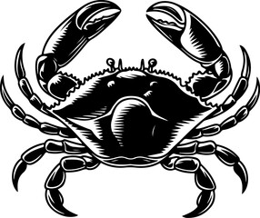 Vintage  engraving illustration of crab. Seafood emblem with crab. Vector crab illustration