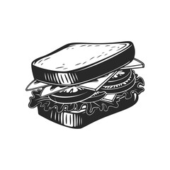Illustration of Sandwich isolated on white background. Emblem with sandwich. Vector illustration