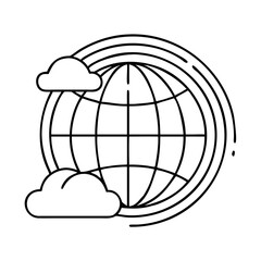 globe with rainbow icon, globe with rainbow line art - simple line art of globe with rainbow, perfect for globe with rainbow logos and icons