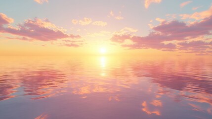Fototapeta premium Serene sunset reflecting on a calm ocean.