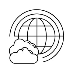 globe with rainbow icon, globe with rainbow line art - simple line art of globe with rainbow, perfect for globe with rainbow logos and icons