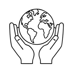 hands holding the planet icon, hands holding the planet line art - simple line art of hands holding the planet, perfect for hands holding the planet logos and icons