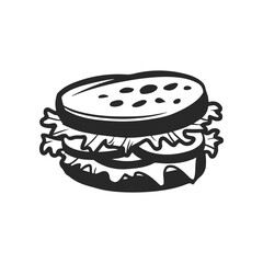 Illustration of Sandwich isolated on white background. Emblem with sandwich. Vector illustration