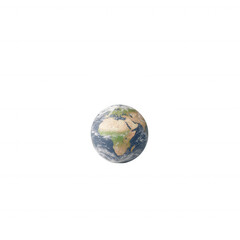 Obraz premium A detailed depiction of Earth, showcasing its continents, oceans, and natural features, set against a white isolated background for clarity and focus.
