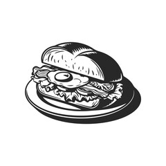 Illustration of Sandwich isolated on white background. Emblem with sandwich. Vector illustration