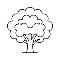 happy tree icon, happy tree line art - simple line art of happy tree, perfect for happy tree logos and icons