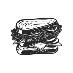 Illustration of Sandwich isolated on white background. Emblem with sandwich. Vector illustration
