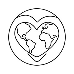 heart around earth icon, heart around earth line art - simple line art of heart around earth, perfect for heart around earth logos and icons