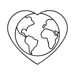 heart around earth icon, heart around earth line art - simple line art of heart around earth, perfect for heart around earth logos and icons