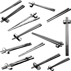 Vintage engraving illustration of sushi sticks. Vector illustration