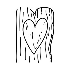 heart carved in tree bark icon, heart carved in tree bark line art - simple line art of heart carved in tree bark, perfect for heart carved in tree bark logos and icons