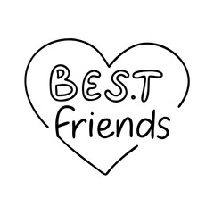heart with best friends text icon, heart with best friends text line art - simple line art of heart with best friends text, perfect for heart with best friends text logos and icons